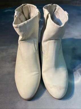 Sam & Libby Cream Perforated Shaft Ankle Booties